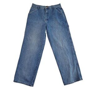 Route 66 Utility Jeans Women's 17/18 Blue Denim Carpenter 6 Pockets Wide Leg EUC